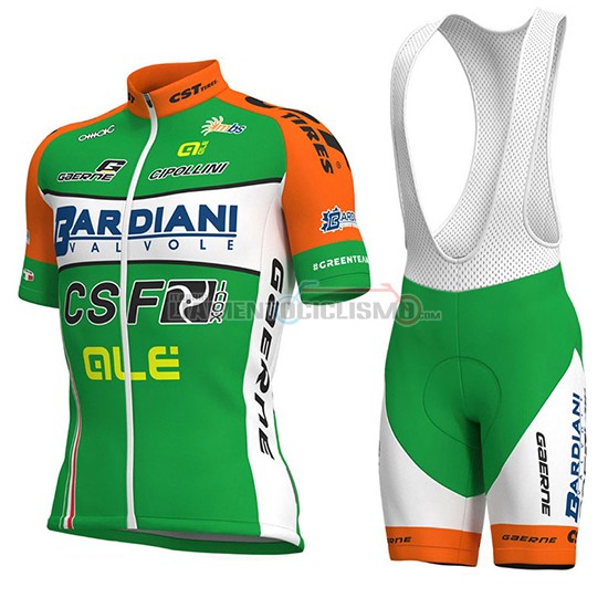 Abbigliamento Ciclismo Bardiani Csf Manica Corta 2018 Verde e Bianco